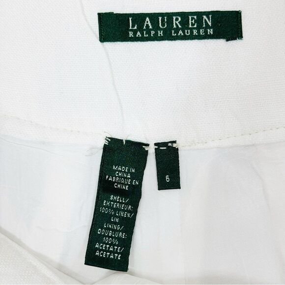 Lauren Ralph Lauren Linen Sailor Button Wide Leg Crop Trouser Pants White 6 - Picture 10 of 14